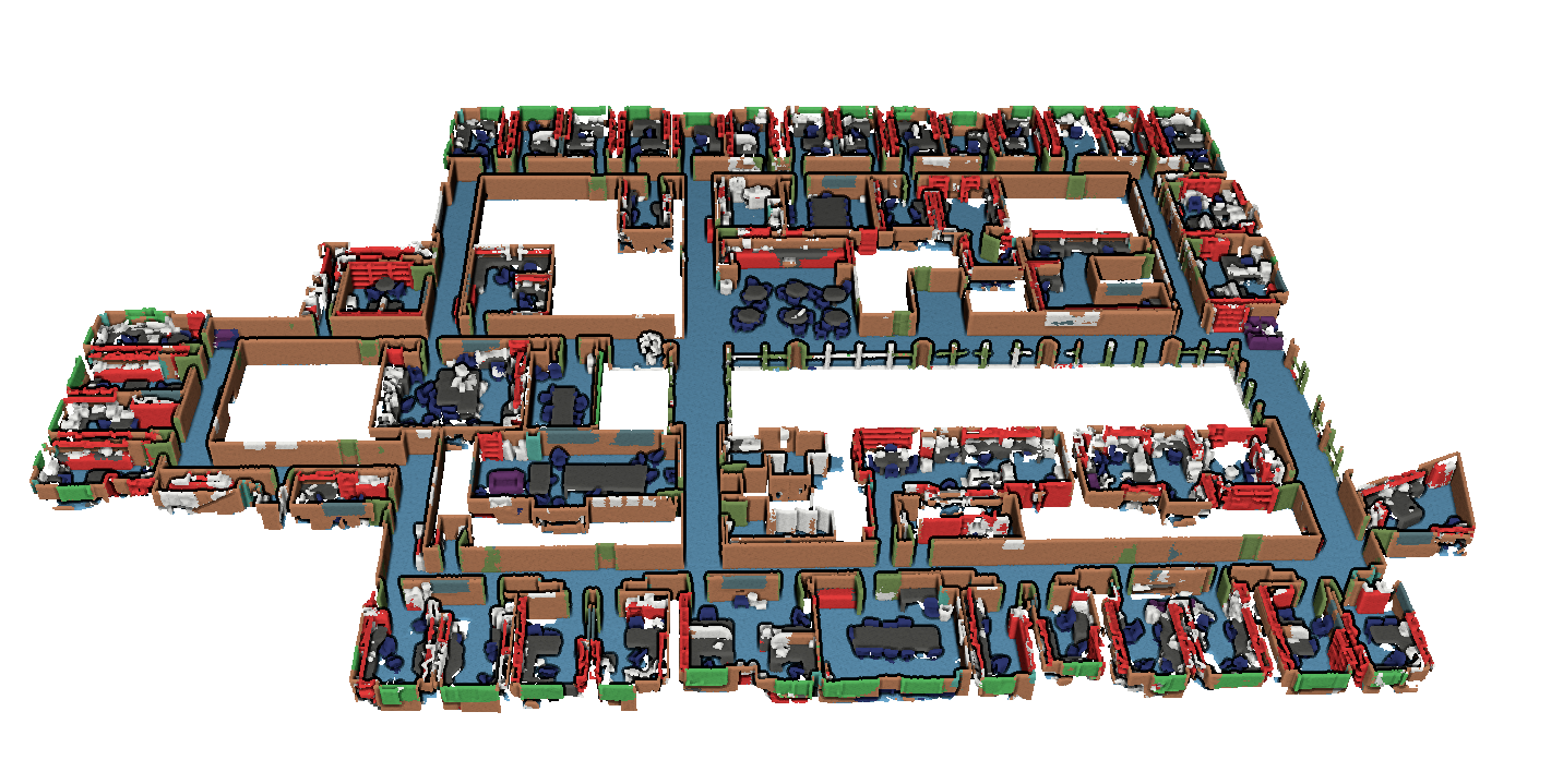 Semantic segmentation output obtained with KPConv